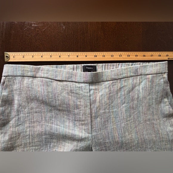Theory Treeca Pull On Linen Blend Slim Cropped Pants 16 Multi-Colour Pockets - Picture 11 of 16